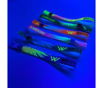   UV Reflective Fabric wristbands 15x340 mm full-colour custom printed on 1 side - with METAL RING