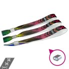 Fabric wristbands (15x340mm, full-colour custom printed on one side, variable data) - with metal ring
