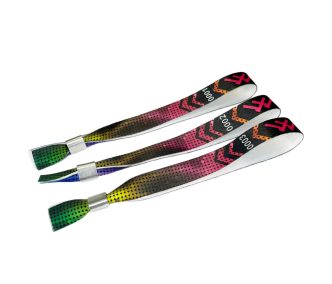   Fabric wristbands (15x340mm, full-colour custom printed on one side, variable data) - with metal ring