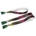 Fabric wristbands (15x340mm, full-colour custom printed on one side, variable data) - with metal ring