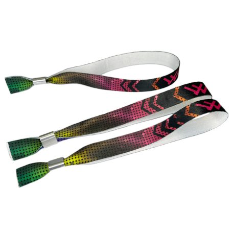 R-PET Wristband (15x340 mm, full-colour custom printed on one side, eco-friendly, variable data) with metal ring - EXPRESS