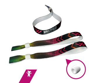   Fabric wristbands 15x300 mm (CHILD-size) - full-colour printed on 1 side - with ADJUSTABLE PLASTIC BEAD
