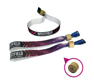   Fabric wristbands (15x340mm, full-colour custom printed on one side) - with bamboo-plastic self-closing tube