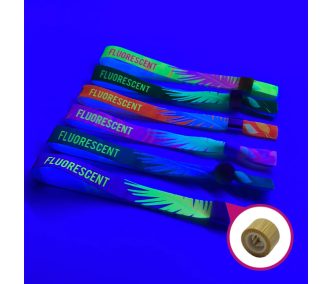   UV Reflective Fabric wristbands (15x340mm, full-colour custom printed on one side) - with bamboo-plastic self-closing tube