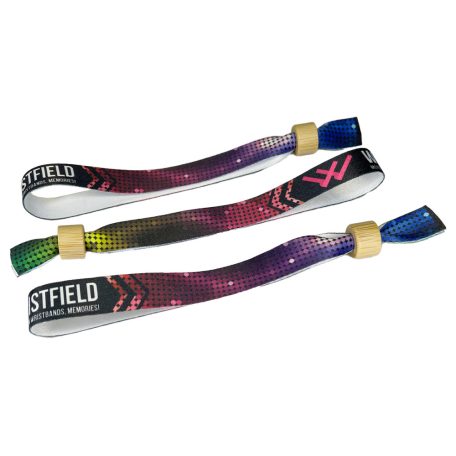 Fabric wristbands (15x340mm, full-colour custom printed on one side) - with bamboo-plastic self-closing tube