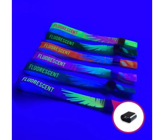   UV Reflective Fabric wristbands 15x340 mm full-colour custom printed on 1 side - with PST (plastic self-closing tube)