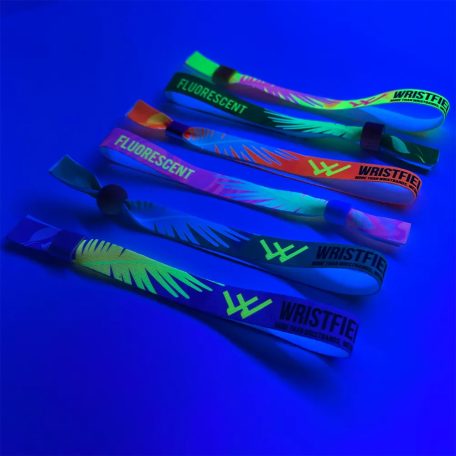 UV Reflective Fabric wristbands 15x340 mm full-colour custom printed on 1 side - with PST (plastic self-closing tube) - EXPRESS