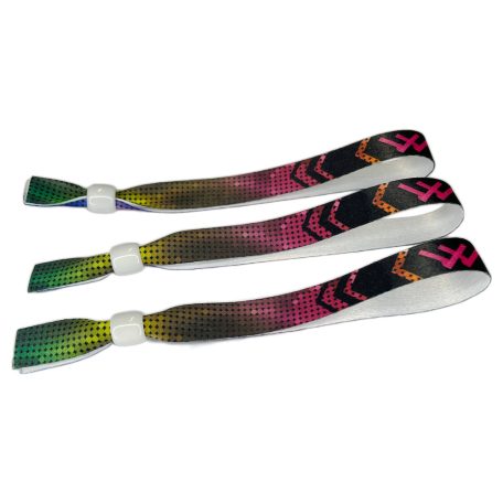 Fabric wristbands (15x340mm, full-colour custom printed on one side) - with adjustable bamboo bead - EXPRESS