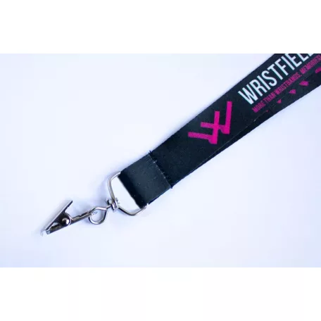 Satin Lanyards 20x900 mm full-colour custom printed on both sides - with crocodile pass holder