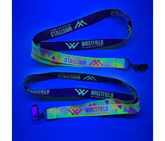   UV Reflective Satin Lanyards 20x900 mm full-colour custom printed on both sides - with crocodile pass holder