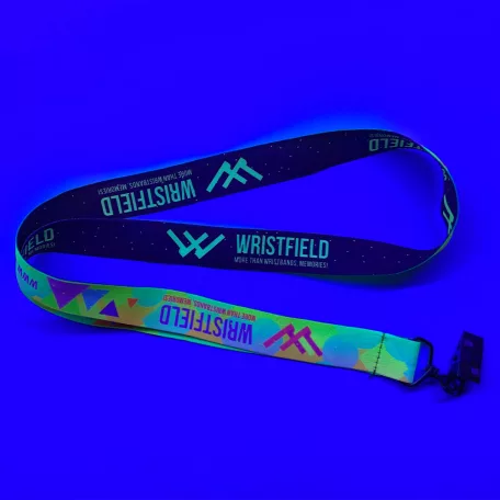 UV Reflective Satin Lanyards 20x900 mm full-colour custom printed on both sides - with crocodile pass holder