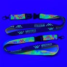 UV Reflective Satin Lanyards 20x900 mm full-colour custom printed on both sides - with metal thumb hook and Disconnect Buckle