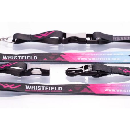 Satin Lanyards 20x900 mm full-colour custom printed on both sides - with metal thumb hook and Disconnect Buckle