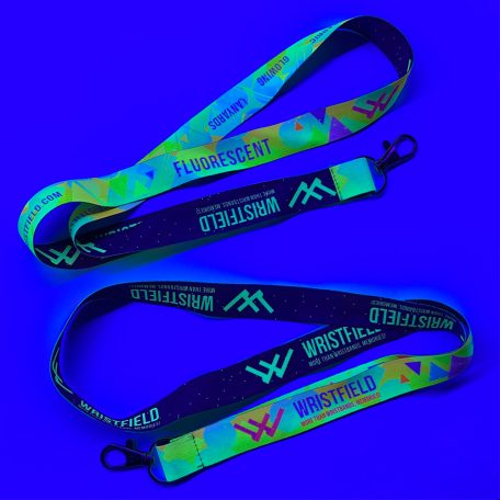 UV Reflective Satin Lanyards 20x900 mm full-colour custom printed on both sides - with metal thumb hook