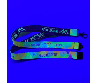  UV Reflective Satin Lanyards 20x900 mm full-colour custom printed on both sides - with metal thumb hook and Safety Breakaway Buckle