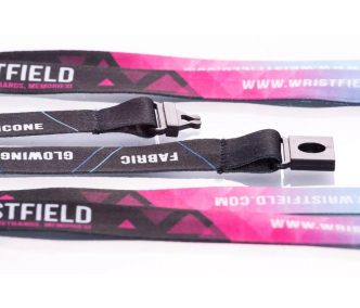   Satin Lanyards 20x900 mm full-colour custom printed on both sides - with metal thumb hook and Safety Breakaway Buckle