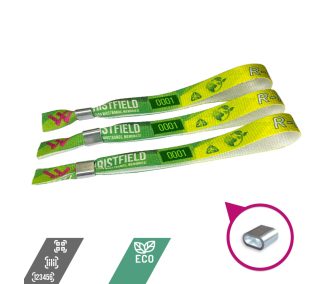   R-PET Wristband (15x340 mm, full-colour custom printed on one side, eco-friendly, variable data) with metal ring