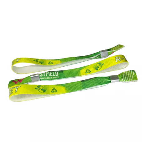 R-PET Wristband (15x340 mm, full-colour custom printed on one side, eco-friendly) with metal ring