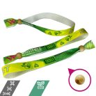 R-PET Wristband (15x340 mm, full-colour custom printed on one side, eco-friendly, variable data) - with adjustable bamboo bead