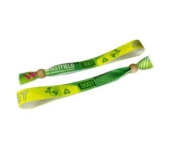   R-PET Wristband (15x340 mm, full-colour custom printed on one side, eco-friendly, variable data) - with adjustable bamboo bead