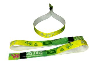   R-PET Wristband (15x340 mm, full-colour custom printed on one side, eco-friendly, variable data) - with plastic self-closing tube