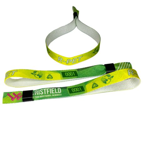 R-PET Wristband (15x340 mm, full-colour custom printed on one side, eco-friendly, variable data) - with plastic self-closing tube