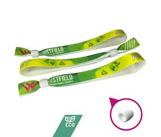   R-PET Wristband (15x340 mm, full-colour custom printed on one side, eco-friendly) - with adjustable plastic bead