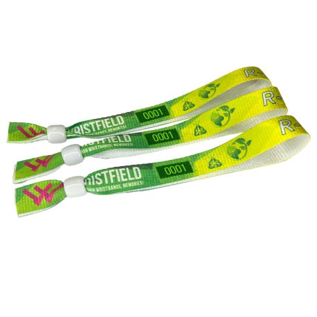 R-PET Wristband (15x340 mm, full-colour custom printed on one side, eco-friendly, variable data) - with adjustable plastic bead