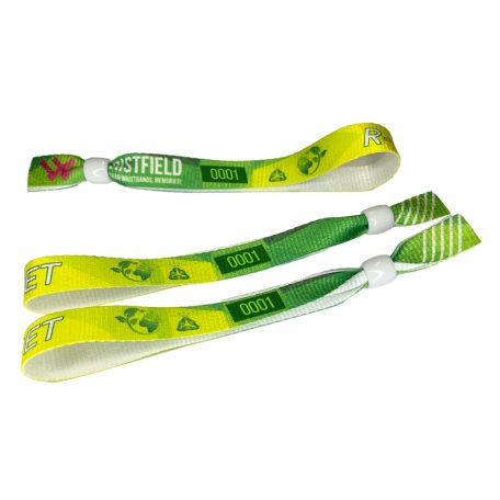 R-PET Wristband (15x340 mm, full-colour custom printed on one side, eco-friendly, variable data) - with adjustable plastic bead