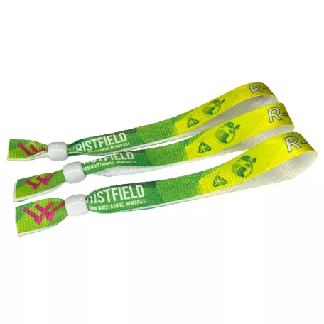 R-PET Wristband (15x340 mm, full-colour custom printed on one side, eco-friendly) - with adjustable plastic bead
