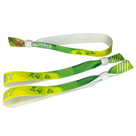 R-PET Wristband (15x340 mm, full-colour custom printed on one side, eco-friendly) - with adjustable plastic bead