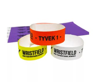   Tyvek 1" wristbands durable and water resistant with serial numbering (TOP Quality) - BLACK Printed