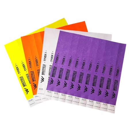 Tyvek 1" wristbands durable and water resistant with serial numbering (TOP Quality) - BLACK Printed