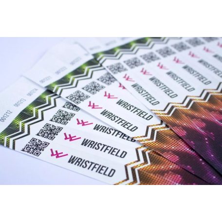 Tyvek 3/4" wristbands with full-colour printing and variable data (barcode, numbering, etc)