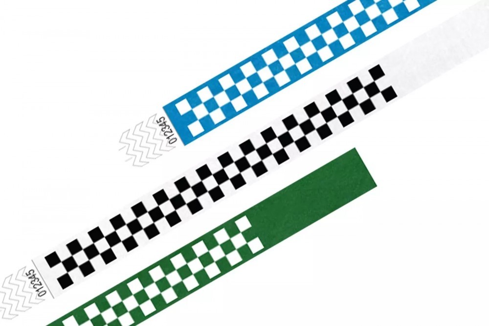 Tyvek 3/4 wristbands Patterns - Checkerboard - Wristbands24.