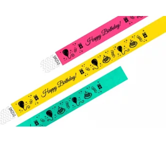 Tyvek 3/4 wristbands Patterns - HAPPY BIRTHDAY