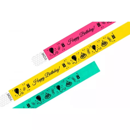 Tyvek 3/4 wristbands Patterns - HAPPY BIRTHDAY