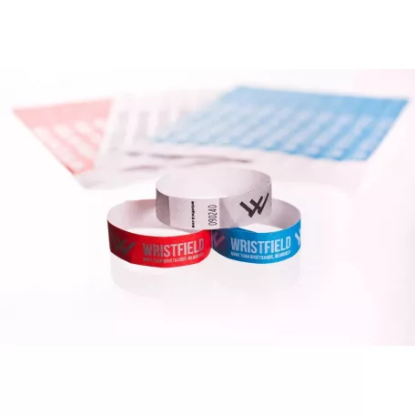 Tyvek 3/4" wristbands with 1 colour + glow in the dark printing (need to be charged up via light)